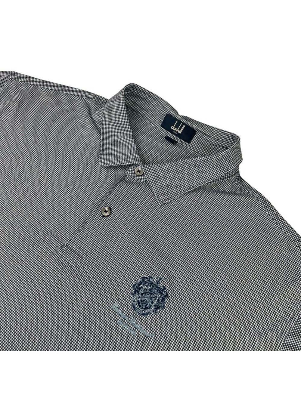 Trump National x Dunhill Men’s Performance Polo Shirt Navy Blue Houndstooth • XL